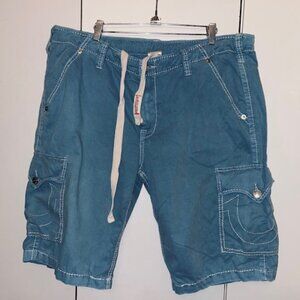 True Religion Azure Blue Shorts, Knee Lenght, Size 40, Canvas